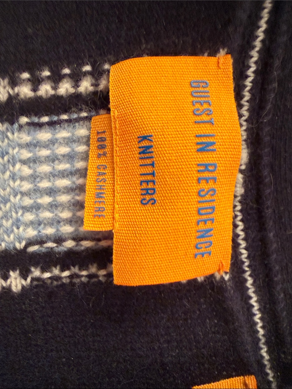 Striped Navy & Light Blue Cashmere Knit Cardigan Sweater 100% cashmere - Picture 2 of 2
